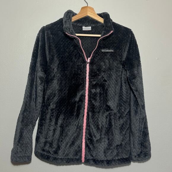 NWT Girls Size XL Columbia Fireside Sherpa Full-Zip Jacket in Shark Gray & Pink - Picture 2 of 8